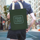 Custom Dark Green Blue Canvas Tote Bag