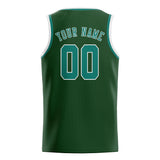 Custom Dark Green & Blue Green Colors Design Sports Basketball Jersey