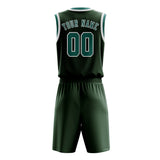 Custom Dark Green Blue Green Basketball Set