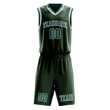 Custom Dark Green Blue Green Basketball Set