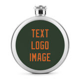 Custom Dark Green Orange Hip Flask