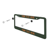 Custom Dark Green Orange License Plate Frame