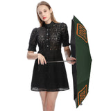 Custom Dark Green Orange Automatic Umbrella