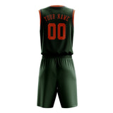 Custom Dark Green Orange Basketball Set