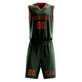 Custom Dark Green Orange Basketball Set