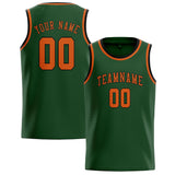 Custom Dark Green & Orange Colors Design Sports Basketball Jersey