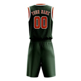 Custom Dark Green Orange Basketball Set