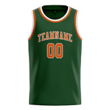 Custom Dark Green & Orange Colors Design Sports Basketball Jersey