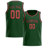 Custom Dark Green & Copper Rose Colors Design Sports Basketball Jersey