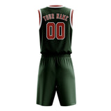 Custom Dark Green Copper Rose Basketball Set