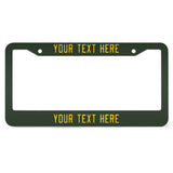 Custom Dark Green Gold License Plate Frame