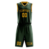 Custom Dark Green Gold Basketball Set
