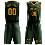 Custom Dark Green Gold Basketball Set