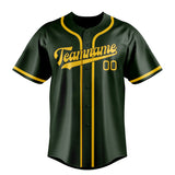 Custom Dark Green & Gold Colors Design Sports Baseball Jersey