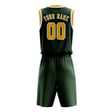 Custom Dark Green Gold Basketball Set