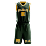 Custom Dark Green Gold Basketball Set