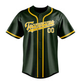 Custom Dark Green & Gold Colors Design Sports Baseball Jersey