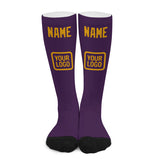 Custom Purple Yellow Knee-High Sock