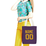 Custom Purple Yellow Canvas Tote Bag
