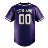 Custom Purple & Cream Colors Design Sports Baseball Jersey