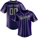 Custom Purple & Gray Colors Design Sports Baseball Jersey