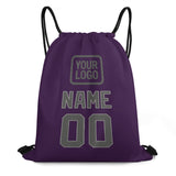 Custom Purple Dark Grey Drawstring Bag