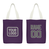 Custom Purple Dark Grey Canvas Tote Bag