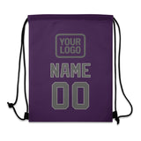 Custom Purple Dark Grey Drawstring Bag