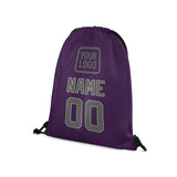 Custom Purple Dark Grey Drawstring Bag