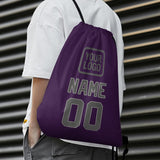 Custom Purple Dark Grey Drawstring Bag