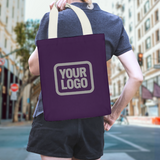 Custom Purple Dark Grey Canvas Tote Bag