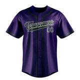 Custom Purple & Dark Green Colors Design Sports Baseball Jersey