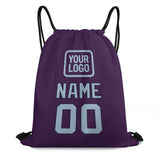 Custom Purple Light Blue Drawstring Bag