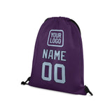Custom Purple Light Blue Drawstring Bag