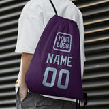 Custom Purple Light Blue Drawstring Bag