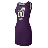 Custom Purple Cream Sleeveless Vest Dress