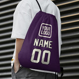 Custom Purple Cream Drawstring Bag