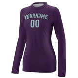 Custom Purple Light Blue Women's Long-Sleeve Shirt