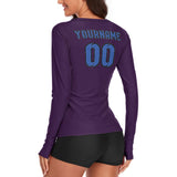 Custom Purple Sky Blue Women's Long-Sleeve Shirt