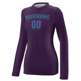 Custom Purple Sky Blue Women's Long-Sleeve Shirt