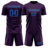 Custom Purple Sky Blue Soccer Jersey