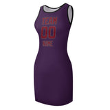 Custom Purple Crimson Red Sleeveless Vest Dress
