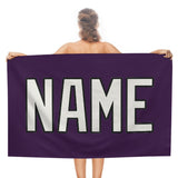 Custom Purple White Beach Towel