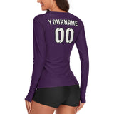 Custom Purple White Women's Long-Sleeve Shirt