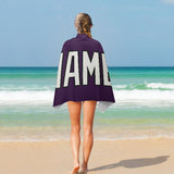 Custom Purple White Beach Towel