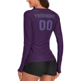 Custom Purple Light Purple Women's Long-Sleeve Shirt
