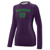 Custom Purple Emerald Green Women's Long-Sleeve Shirt