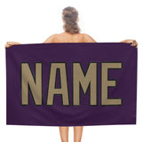 Custom Purple Light Khaki Beach Towel