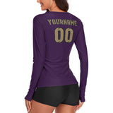 Custom Purple Light Khaki Women's Long-Sleeve Shirt