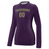 Custom Purple Light Khaki Women's Long-Sleeve Shirt